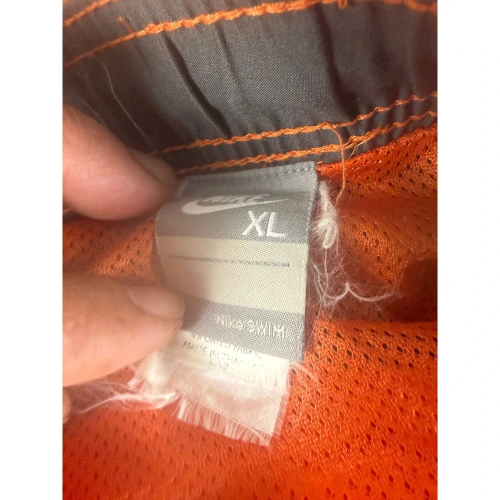 Nike Swim Trunks Mens XL Orange Gray Mesh Lined Board Shorts Athletic Swimwear